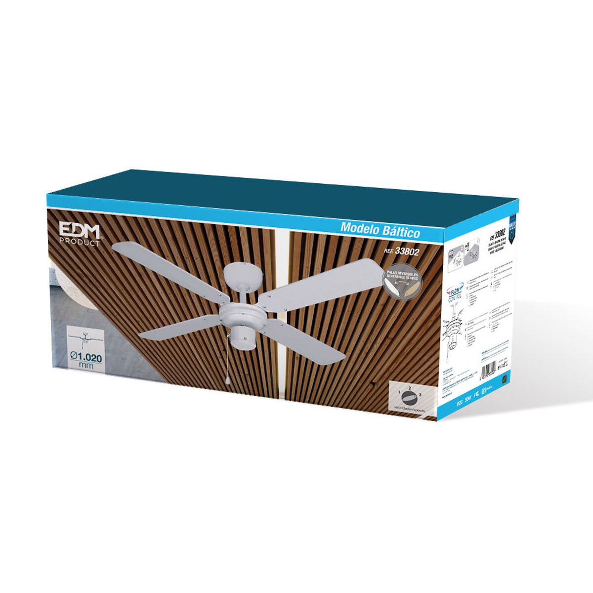Plafondventilator EDM 33802 Báltico Balts 50 W ø 102 cm